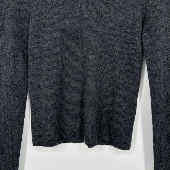 Quince 100% Cashmere Featherweight Ribbed Mock Neck Turtleneck Sweater Gray - Picture 8 of 15